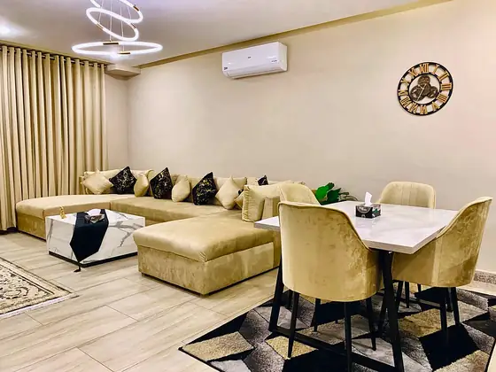 Lounges you will not want to leave. U-shaped velvet sectionals, halo ring chandeliers, marble-top coffee tables and wall-mounted TVs with surround sound.